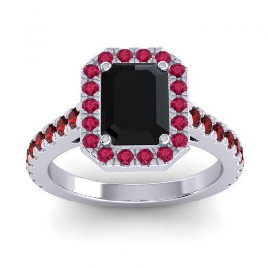 Halo Emerald Cut Asta Ring, 8x6mm