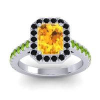 Citrine Ring In 14k White Gold With Black Onyx And Peridot Asta Emerald Classic Ring