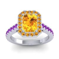 Citrine Ring In 14k White Gold With Amethyst Asta Emerald Classic Ring