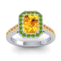 Citrine Ring In 14k White Gold With Peridot Asta Emerald Classic Ring