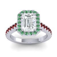 Halo Emerald Cut Asta Ring, 8x6mm