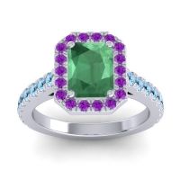 Halo Emerald Cut Asta Ring, 8x6mm