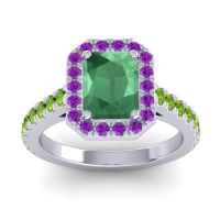Emerald Ring In Palladium With Amethyst And Peridot Asta Emerald Classic Ring