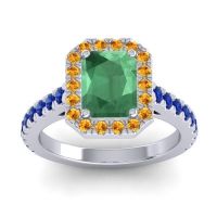 Emerald Ring In Platinum With Citrine And Blue Sapphire Asta Emerald Classic Ring