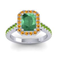 Emerald Ring In Palladium With Citrine And Peridot Asta Emerald Classic Ring