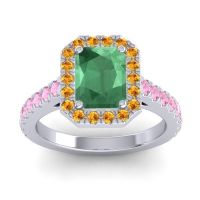 Emerald Ring In Platinum With Citrine And Pink Tourmaline Asta Emerald Classic Ring