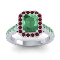 Emerald Ring In 14k White Gold With Garnet Asta Emerald Classic Ring