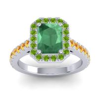 Emerald Ring In Palladium With Peridot And Citrine Asta Emerald Classic Ring