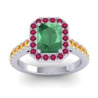 Emerald Ring In 14k White Gold With Ruby And Citrine Asta Emerald Classic Ring