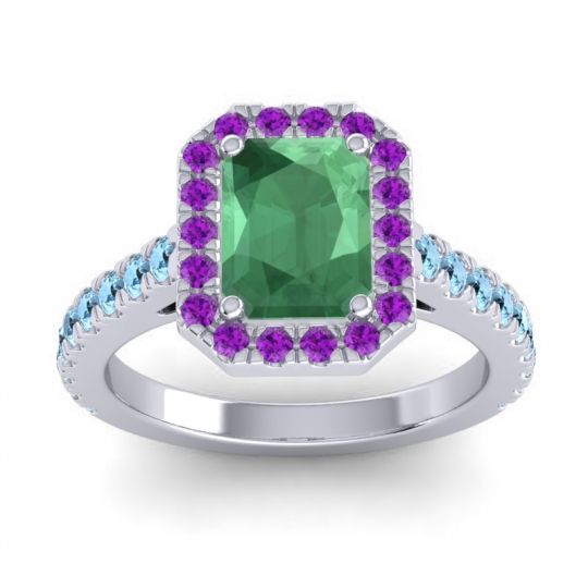 Halo Emerald Cut Asta Ring, 8x6mm