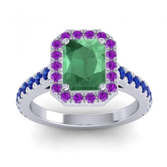 Halo Emerald Cut Asta Ring, 8x6mm