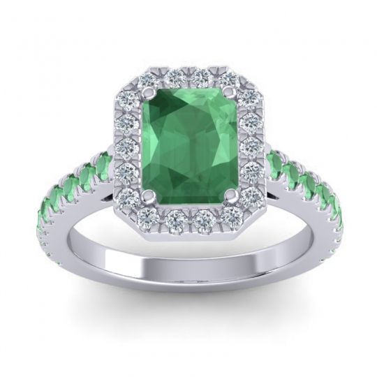Halo Emerald Cut Asta Ring, 8x6mm