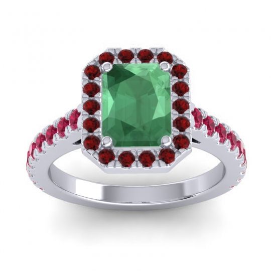 Halo Emerald Cut Asta Ring, 8x6mm