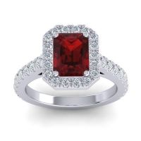 Halo Emerald Cut Asta Ring, 8x6mm