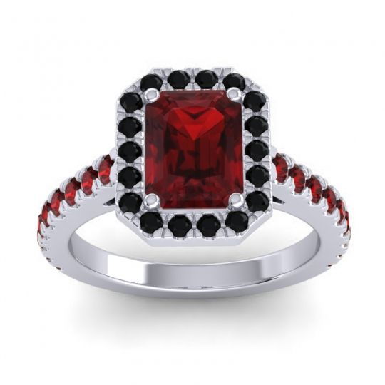 Halo Emerald Cut Asta Ring, 8x6mm
