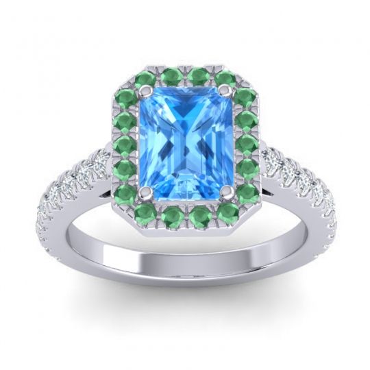 Halo Emerald Cut Asta Ring, 8x6mm