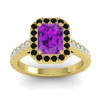 Halo Emerald Cut Asta Ring, 8x6mm