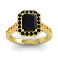 Black Onyx Ring In 14k Yellow Gold With Citrine Asta Emerald Classic Ring