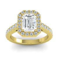 Halo Emerald Cut Asta Ring, 8x6mm