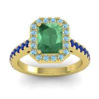 Emerald Ring In 18k Yellow Gold With Aquamarine And Blue Sapphire Asta Emerald Classic Ring