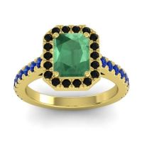 Emerald Ring In 14k Yellow Gold With Black Onyx And Blue Sapphire Asta Emerald Classic Ring