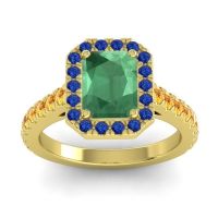 Emerald Ring In 18k Yellow Gold With Blue Sapphire And Citrine Asta Emerald Classic Ring