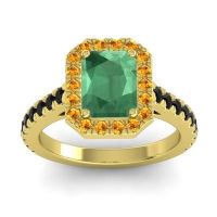 Emerald Ring In 18k Yellow Gold With Citrine And Black Onyx Asta Emerald Classic Ring