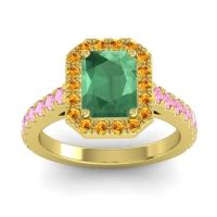 Emerald Ring In 14k Yellow Gold With Citrine And Pink Tourmaline Asta Emerald Classic Ring