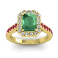 Emerald Ring In 18k Yellow Gold With Lab Diamond And Ruby Asta Emerald Classic Ring