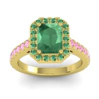 Emerald Ring In 18k Yellow Gold With Pink Tourmaline Asta Emerald Classic Ring