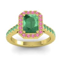 Emerald Ring In 14k Yellow Gold With Pink Tourmaline Asta Emerald Classic Ring