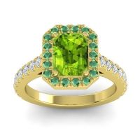 Halo Emerald Cut Asta Ring, 8x6mm