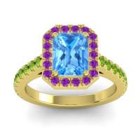 Swiss Blue Topaz Ring In 14k Yellow Gold With Amethyst And Peridot Asta Emerald Classic Ring
