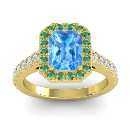 Halo Emerald Cut Asta Ring, 8x6mm