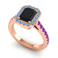 Halo Emerald Cut Asta Ring, 8x6mm