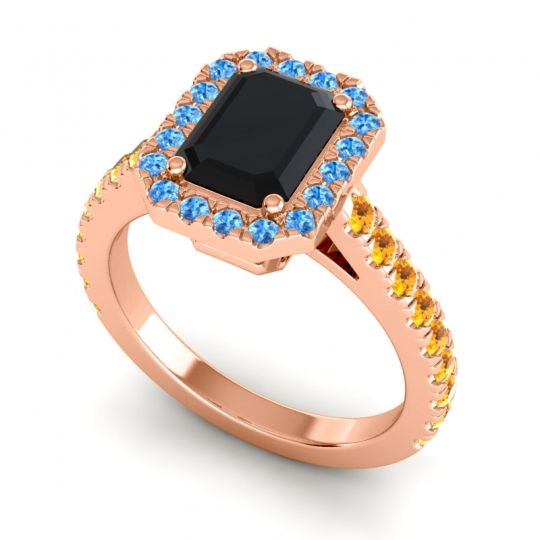Halo Emerald Cut Asta Ring, 8x6mm