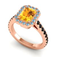 Halo Emerald Cut Asta Ring, 8x6mm