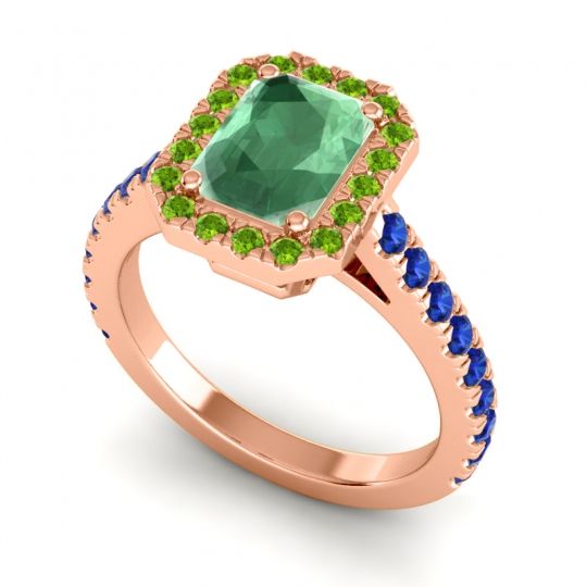 Halo Emerald Cut Asta Ring, 8x6mm