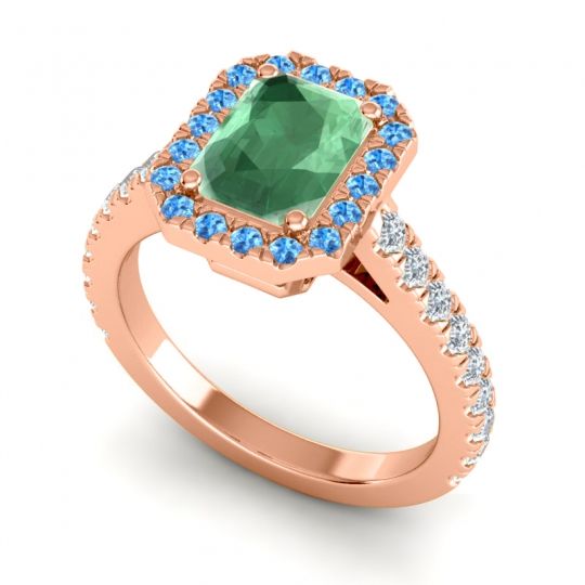 Halo Emerald Cut Asta Ring, 8x6mm