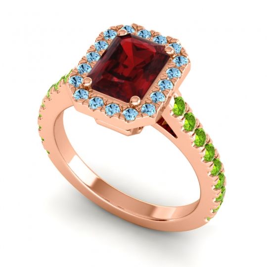 Halo Emerald Cut Asta Ring, 8x6mm