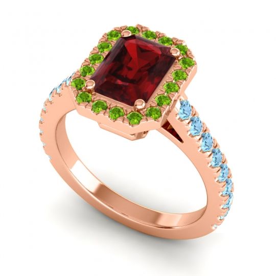 Halo Emerald Cut Asta Ring, 8x6mm