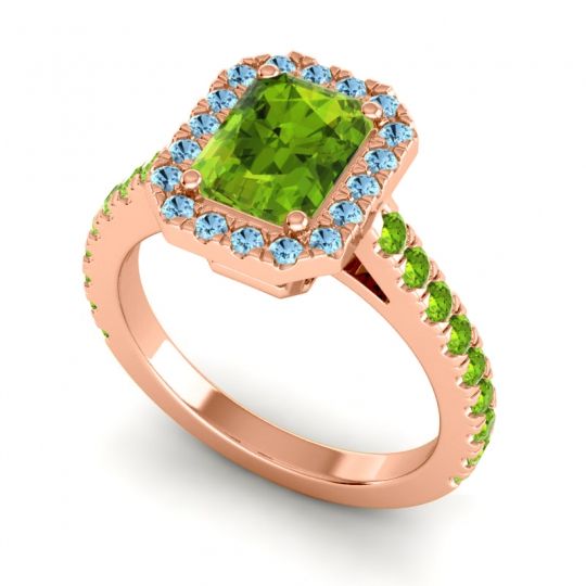 Halo Emerald Cut Asta Ring, 8x6mm