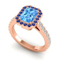 Halo Emerald Cut Asta Ring, 8x6mm