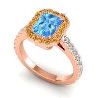 Halo Emerald Cut Asta Ring, 8x6mm