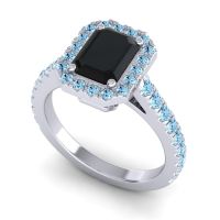 Halo Emerald Cut Asta Ring, 8x6mm