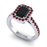 Halo Emerald Cut Asta Ring, 8x6mm