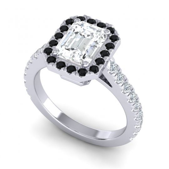 Halo Emerald Cut Asta Ring, 8x6mm