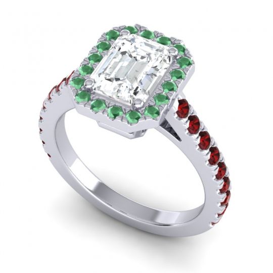 Halo Emerald Cut Asta Ring, 8x6mm