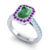 Halo Emerald Cut Asta Ring, 8x6mm