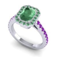 Halo Emerald Cut Asta Ring, 8x6mm